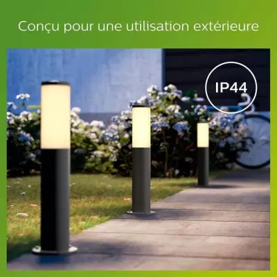 Borne extérieure PHILIPS Utrecht - Métal - LED - 1x20W - Gris - Cont