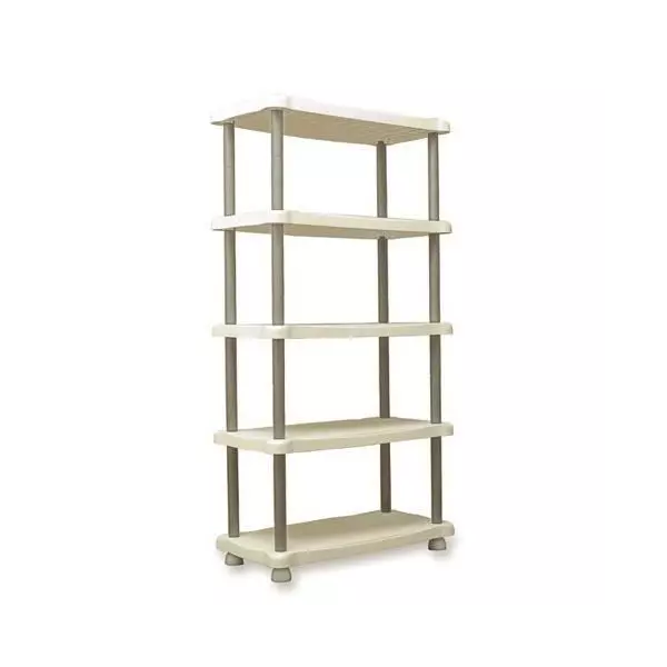 Etagere de rangement - PLASTIKEN - 5 plateaux - Résine - 30kg/plateau - H 184 x L 88 x P 44cm - Beige et taupe