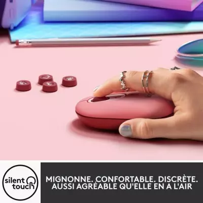 Souris - Sans fil - Logitech - Pop Mouse - avec Emoji - Rose