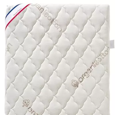 Matelas Bébé Coton Bio - 60x120x10 cm - 100% Coton - Déhoussable -