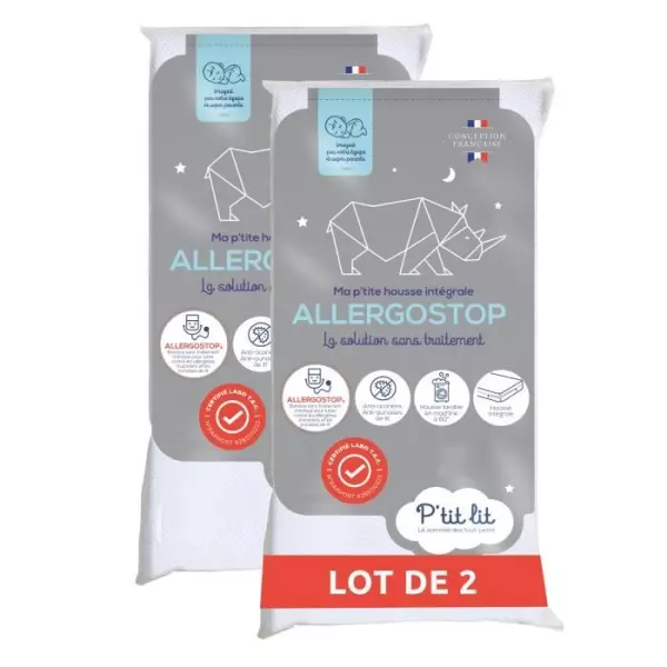 Lot de 2 Proteges Matelas Bébé Allergostop - 70x140 cm - Contre les Punaises de Lits et les Acariens - Housse complete Imperm