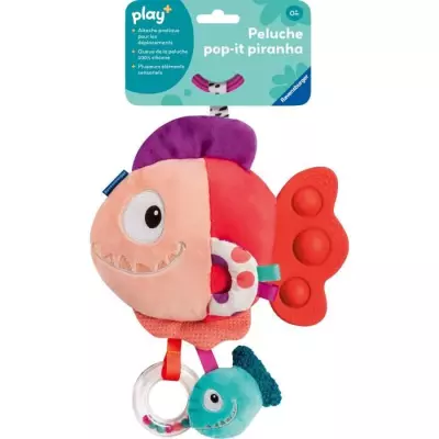 Ravensburger play+, Peluche pop-it - Piranha rouge , 6-36 mois, Premie