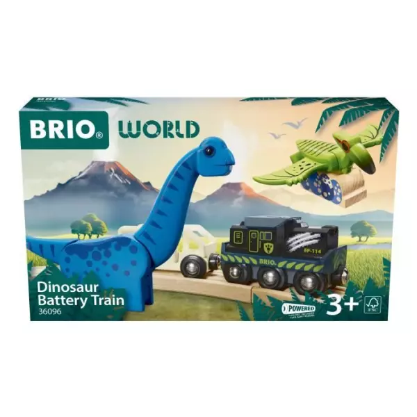 Brio Train a Piles Dinosaure - Train électrique - Dinosaure Inclus - pour circuit de train en bois - Des 3 Ans - Brio World - 3