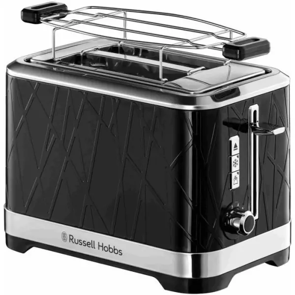 Grille-Pain - RUSSELL HOBBS - Structure Noir - 1500 W - Fentes extra larges - Technologie Lift'n Look, réchauffage, décongéla