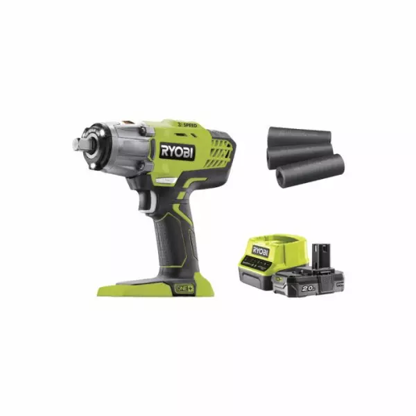 RYOBI - Boulonneuse a chocs 18V ONE+ - 3 modes - emmanchement carré 1/2 + batterie 2 Ah, sac & adaptateur 1/4'' - R18IW3-120S