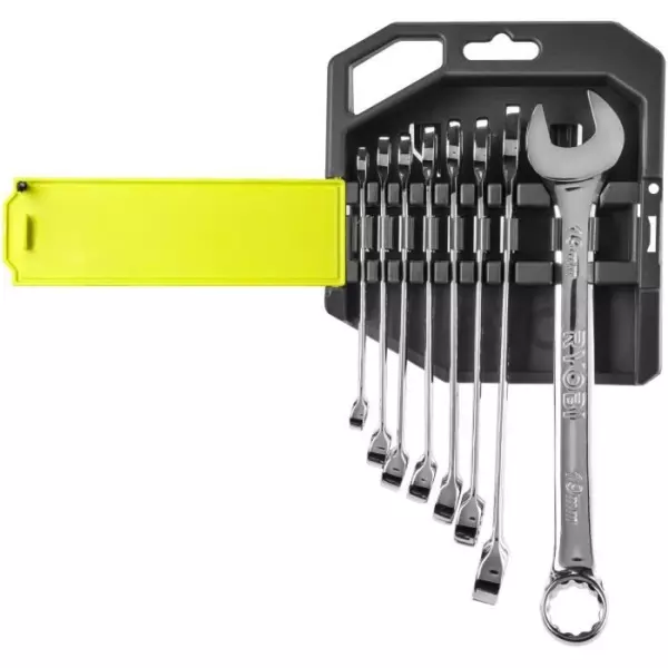 RYOBI - Jeu de 8 clés (8, 10, 11, 12, 13, 14, 17, 19 mm) - Angle de reprise 15° - Coffret compatible avec Ryobi LINK - RHWR8PC