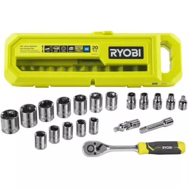 Coffret 1 clé 90 dents (angle de reprise 4°) & 16 douilles (de 7 a 24 mm), adaptateur Hex 1/4'' - Hex 3/8'' - Compatible Ryobi