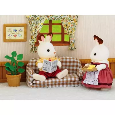 Salon - SYLVANIAN FAMILIES - 5013 Papa Lapin Chocolat et accessoires -