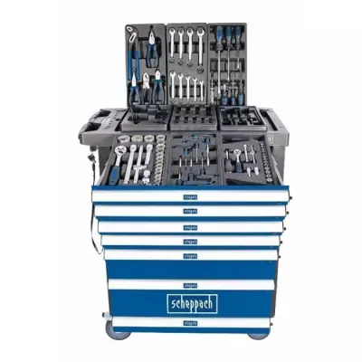 SCHEPPACH Servante d'atelier 70 outils 7 tiroirs TW1100