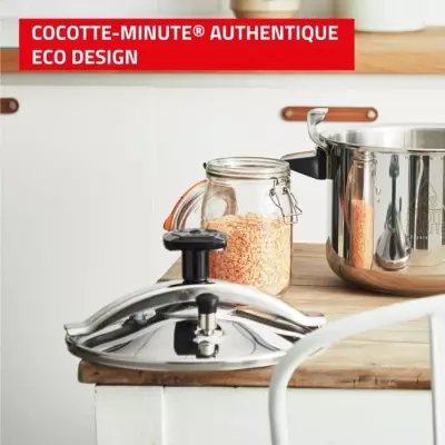 SEB Authentique Cocotte-minute inox, Autocuiseur 9 L, Induction, Sécu