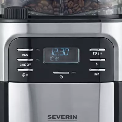 SEVERIN 4810 Cafetiere filtre avec broyeur intégré - Noir et inox -