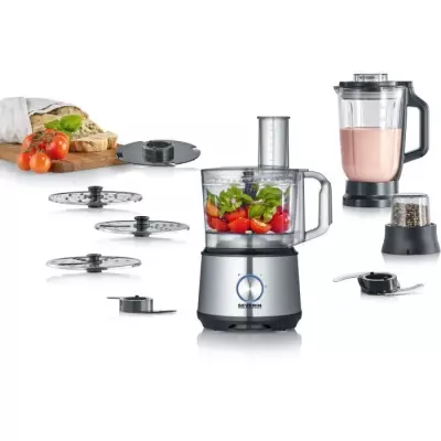 SEVERIN KM3892 Robot Multifonctions - 1200 W - Inox et noir - Blender