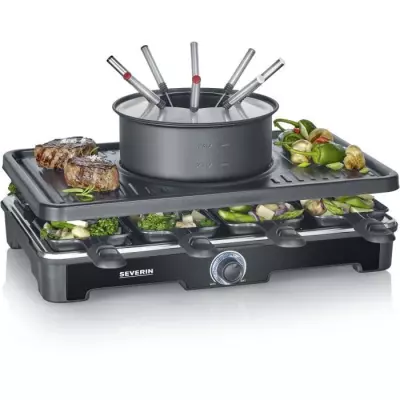 Combiné Raclette-Fondue - SEVERIN - RG2347 - 8 pers - Caquelon avec 8