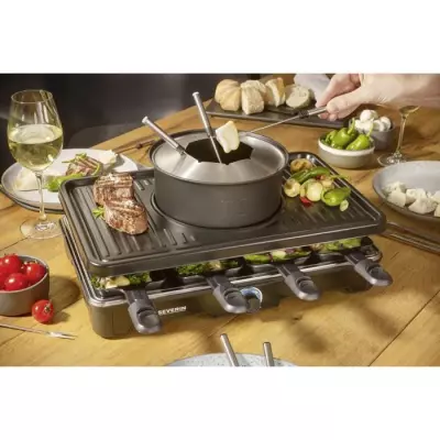 Combiné Raclette-Fondue - SEVERIN - RG2347 - 8 pers - Caquelon avec 8