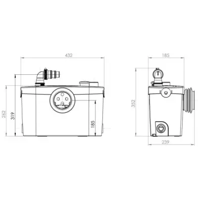 Broyeur SANIPRO XR UP 400W silencieux pour WC + douche + lavabo et bid