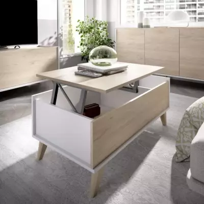 Ensemble meuble TV table basse buffet NESS - Mélaminé - Style scandi