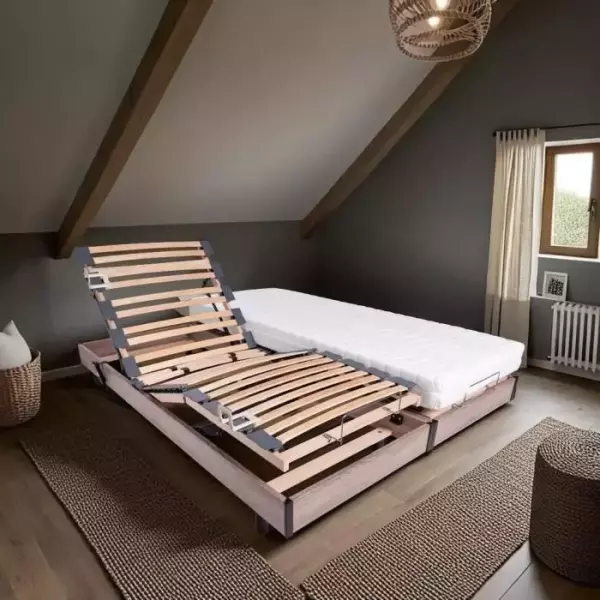 Ensemble relaxation matelas + sommiers électriques 2x70x190 - Mousse - Ferme - TALCA Fabrication française