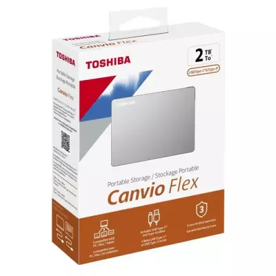 Disque dur externe - TOSHIBA - Canvio Flex - 2To - USB 3.2 / USB-C - 2