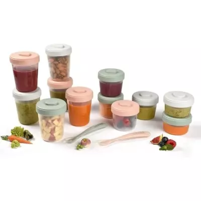 Pack 1er repas BEABA - Portions clip de conservation - Eucalyptus - 12