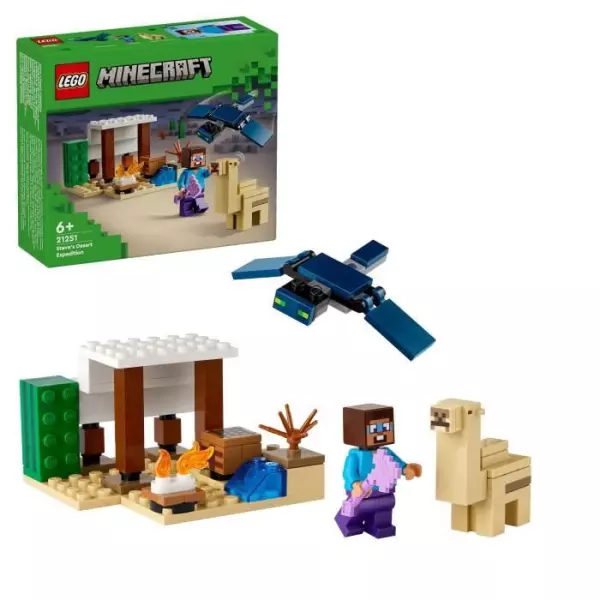 LEGO 21251 Minecraft L'Expédition de Steve dans le Désert, Jouet de Jeu Vidéo, Biome avec Maison et Figurines