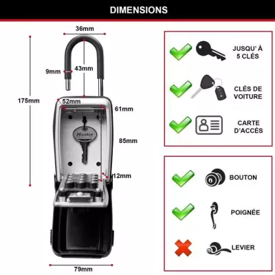 Armoire de sécurité Masterlock Boîte a clés 5420EURD Format M