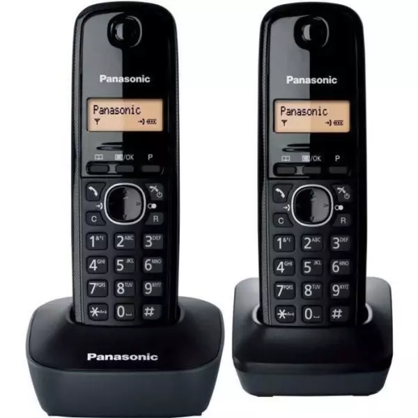 Panasonic KX-TG1612FRH | Téléphone Numérique Sans Fil, Base + 2 Combinés, ID Appelant, Batterie Longue Durée, LCD, Rappel,