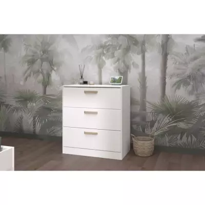 Commode DREAM 3 tiroirs - Panneau de particules - Décor blanc - L79.7