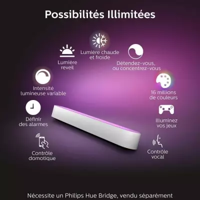 Lampe connectée Philips Hue Hue Play Pack x1 - Blanc