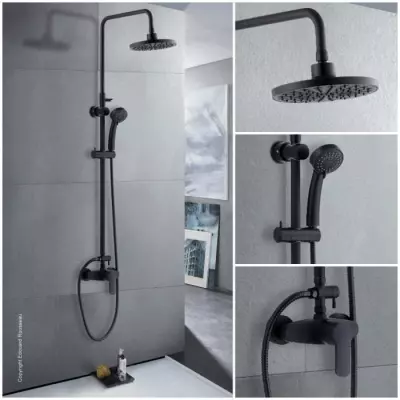 Colonne de douche ROUSSEAU Shenti noir - Tete de douche orientable - D