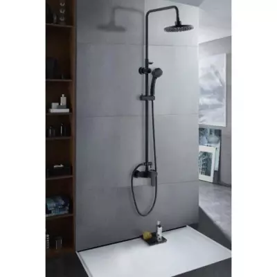 Colonne de douche ROUSSEAU Shenti noir - Tete de douche orientable - D