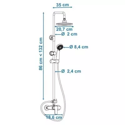 Colonne de douche ROUSSEAU Shenti noir - Tete de douche orientable - D