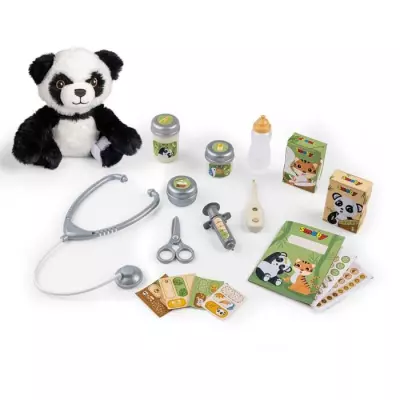 Smoby - Centre Vétérinaire Zoo - 1 peluche Panda - Nombreux accessoi