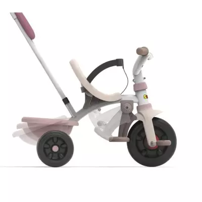 Smoby -Tricycle évolutif enfant Be Fun Confort - Rose - Canne parenta