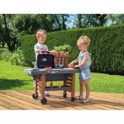 Cuisine d'Extérieur Évolutive Smoby - Grill et Plancha - 40 Accessoi