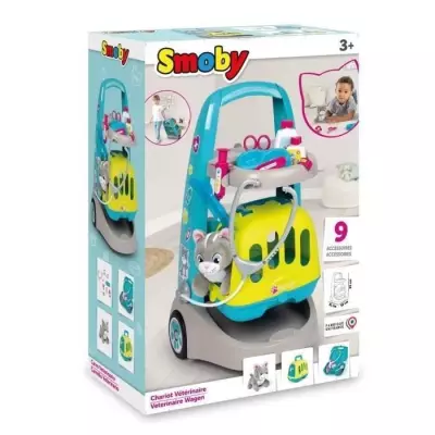 Smoby chariot vétérinaire - peluche chaton incluse - des 3 ans