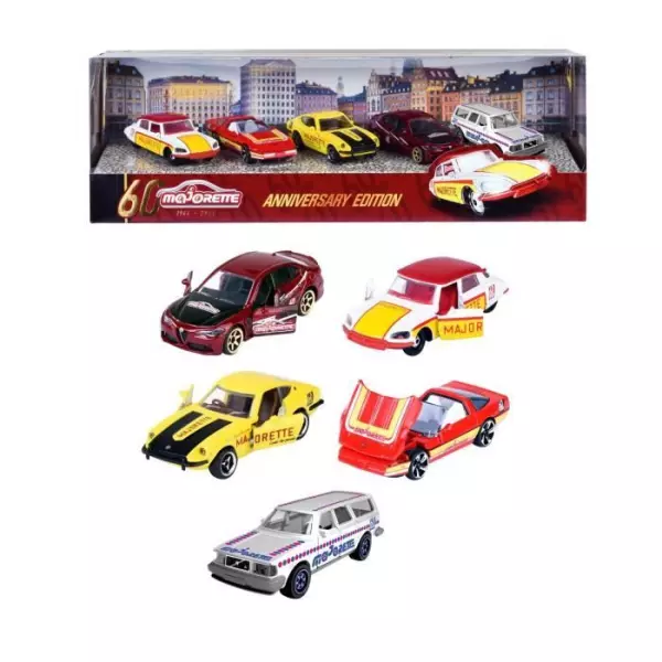 Majorette - Coffret Anniversaire 60 ans - 5 véhicules miniatures dont 2 exclusifs - Métal - Des 3 ans