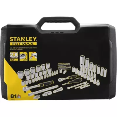 Coffret douilles 1/4 et 1/2 STANLEY FMMT82826-1 avec cliquet et rallon