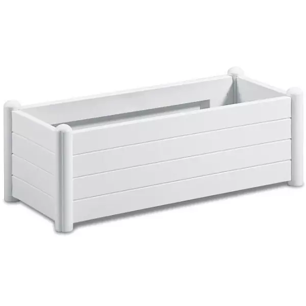 STEFANPLAST Bac a fleurs rectangulaire - Finition en bois - 100x43xH35cm - 80L - Blanc