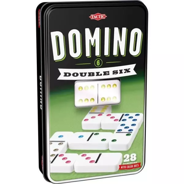 Jeu de dominos TACTIC Double 6 en boîte métal - Garçon et Fille - A partir de 5 ans