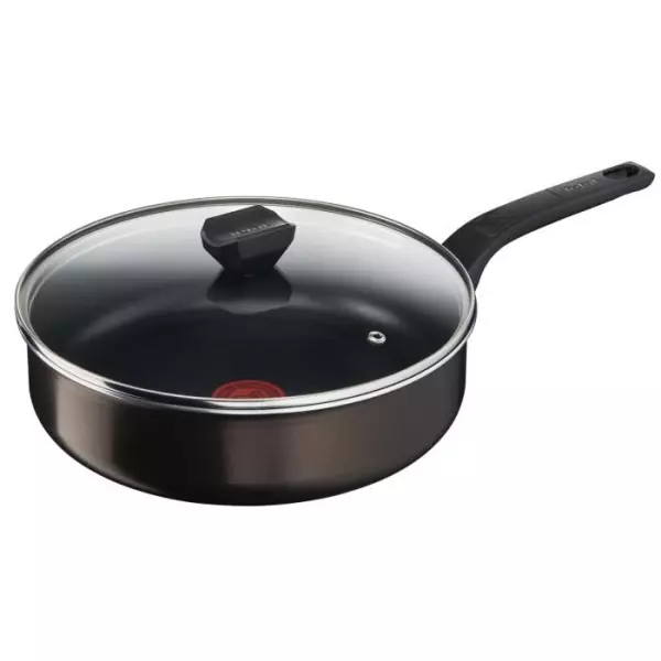 TEFAL Easy Cook & Clean Sauteuse 24 cm + couvercle en verre, Non induction, Revetement antiadhésif, Fabriqué en France B554320