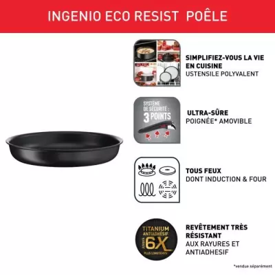 TEFAL INGENIO Eco Resist Poele 28 cm, Induction, Antiadhésif, Empilab