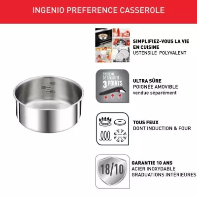 TEFAL INGENIO Preference Casserole 18 cm, Induction, Inox, Empilable,