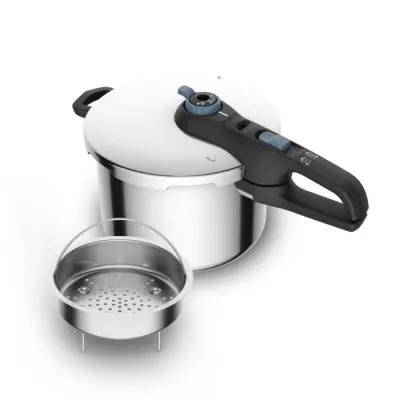 TEFAL Cocotte-minute inox, Autocuiseur 6 L, Induction, Programmes lég