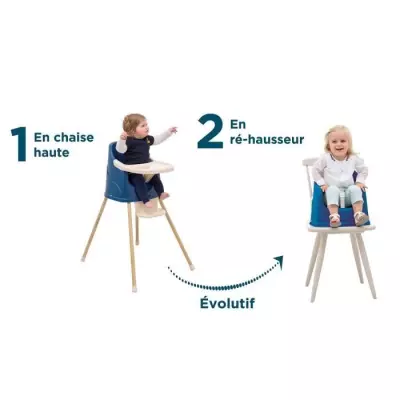 Chaise haute évolutive YOUPLA Thermobaby - Bleu océan - Fabriquée e