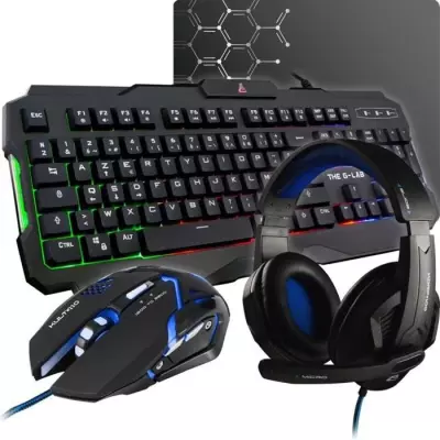 Pack Gamer 4 en 1 - The G-Lab - COMBO ARGON - Souris Filaire - Clavier