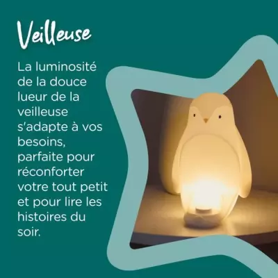 TOMMEE TIPPEE Veilleuse Pingouin 2-en-1, oeuf lumineux nomade, luminos