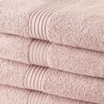 TODAY Lot de 4 Serviettes de Bain 100% coton - 50x100 cm - Rose des sa