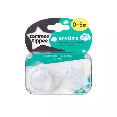 Sucette Tommee Tippee Anytime 0-6m Deux Pandas - Lot de 2 - Silicone -