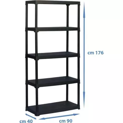 Etagere plastique TOOD - 5 tablettes - h176x90x40 - 30 kgs par tablett