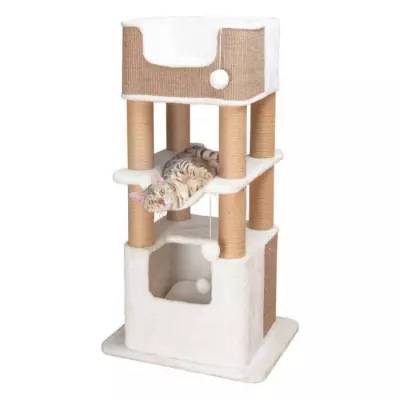 TRIXIE Arbre a chat LUCANO - 110 cm - Blanc/Taupe